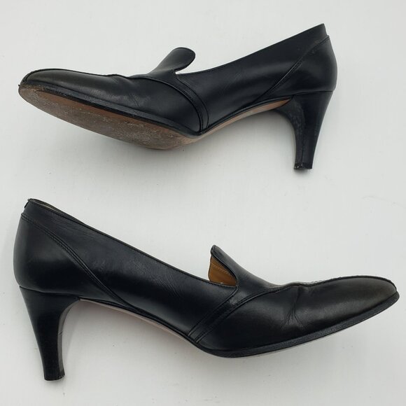 Bally Kitten Heels 6 Womens Slip On Leather Pumps Black - Picture 6 of 8